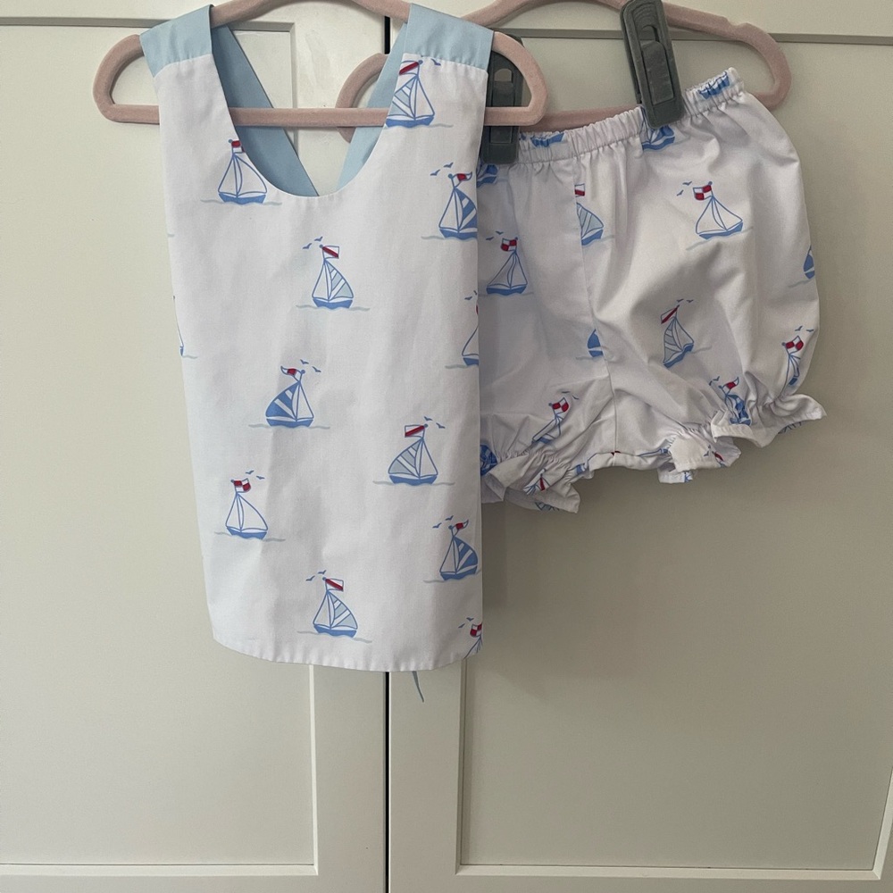 The Beaufort Bonnet Company Blue and White Kids Matching Set